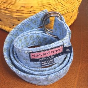 Vineyard Vines Pastel Blue Palm Tree D-Ring Canvas Belt Size XL